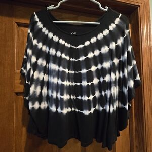 Justice Black and White Boxy Tie-Dye Tee